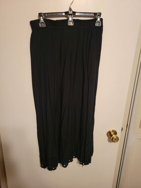 Jane Ashley Black Maxi Skirt with Crochet Hem